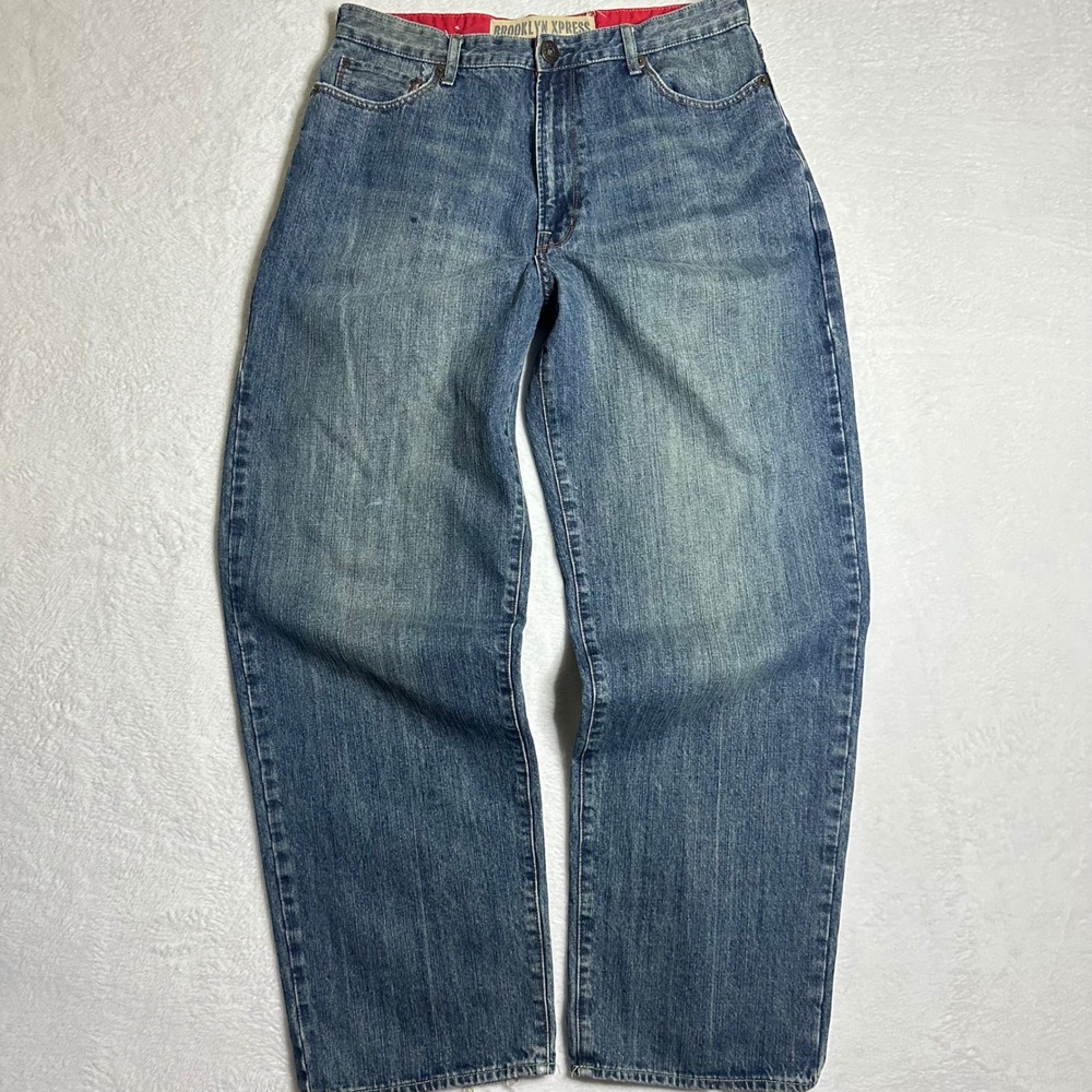Brooklyn Xpress Mens Baggy Jeans 36x34 Medium Wash Skater Relaxed Streetwear Y2K